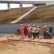 Stade Omnisports de Yaoundé en  cours de rénovation en juin 2016